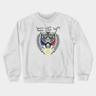 Tribal line Art Tiger / Baybayin word Dakila (Noble/Great) Crewneck Sweatshirt